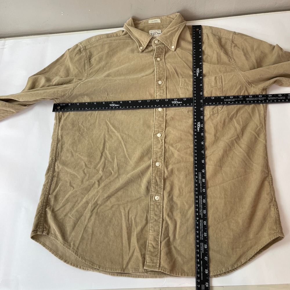 J Crew Shirt Mens Large Beige Corduroy Pinwale Outdoor Preppy Gorpcore Cabin - Picture 6 of 8